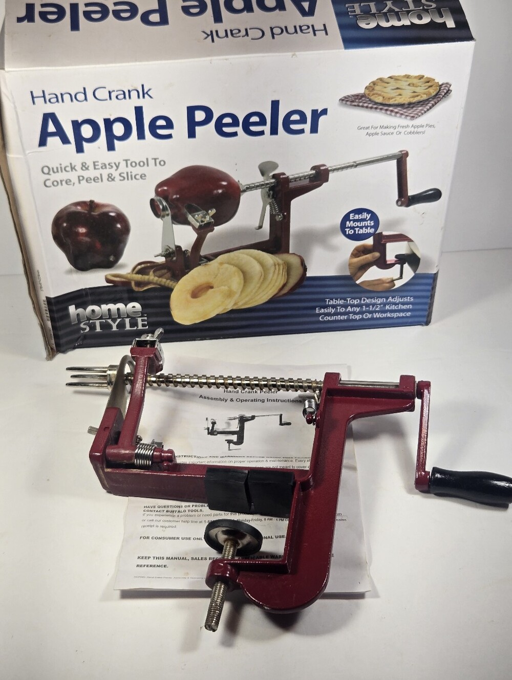 Hand Crank Apple Peeler by Home Style Easy Tool To Core, Peel, And Slice Apples